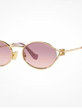 Gold Frame Sunglasses with Pink Gradient Lenses